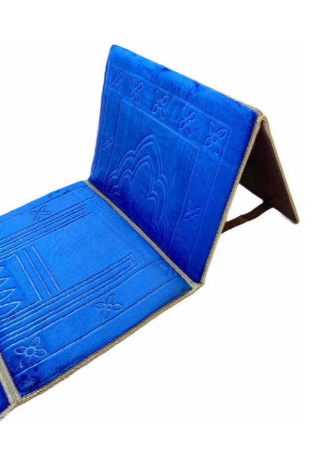Foldable prayer mat and backrest, blue, 109 x 52 cm - Image 3