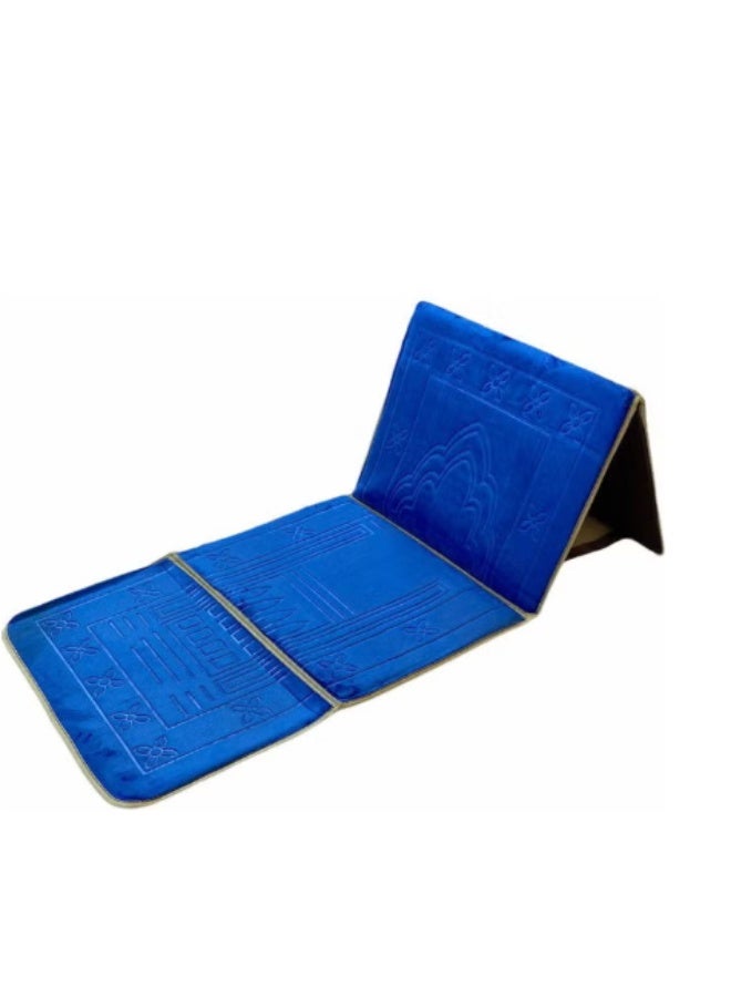 Foldable prayer mat and backrest, blue, 109 x 52 cm - Image 1