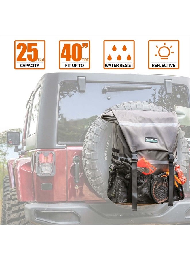 ALL-TOP Spare Tire Trash Bag, Heavy Duty Truck Tailgate Trash Bag, Cargo Storage Bag for Jeep, Truck, SUV or Car, Fit up to 40'' Tire (Rhino Grey)  - Image 2