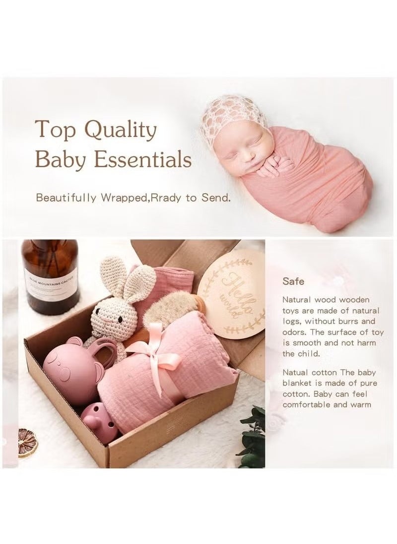Gonice Baby Gift Set for Newborn New Baby Gift Set - Newborn Baby Essentials Baby Bath Set with Baby Blanket Baby Rattle - New Born Baby Girls Gift & Baby Boy Gifts for Baby Shower  - Image 5