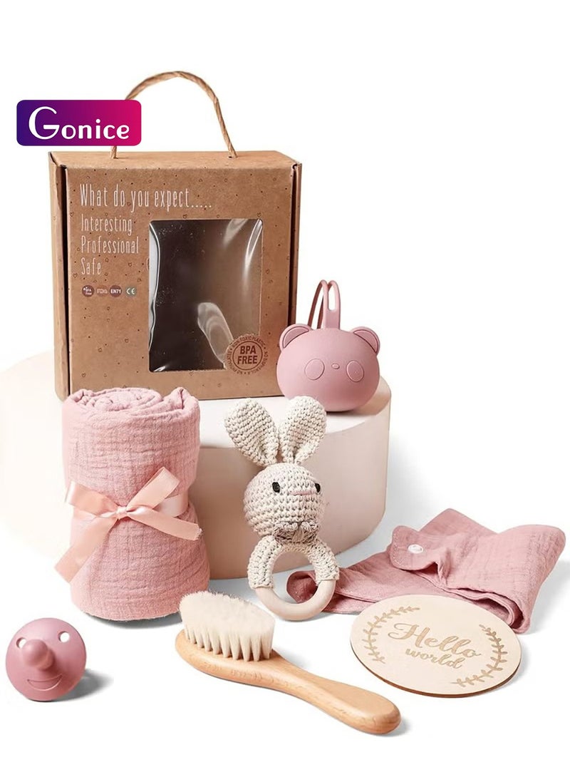 Gonice Baby Gift Set for Newborn New Baby Gift Set - Newborn Baby Essentials Baby Bath Set with Baby Blanket Baby Rattle - New Born Baby Girls Gift & Baby Boy Gifts for Baby Shower - Image 1