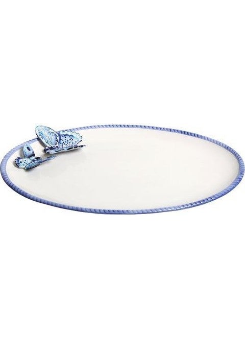 Ezem LYL102 Blue Butterfly Oval Serving Plate  - Image 1
