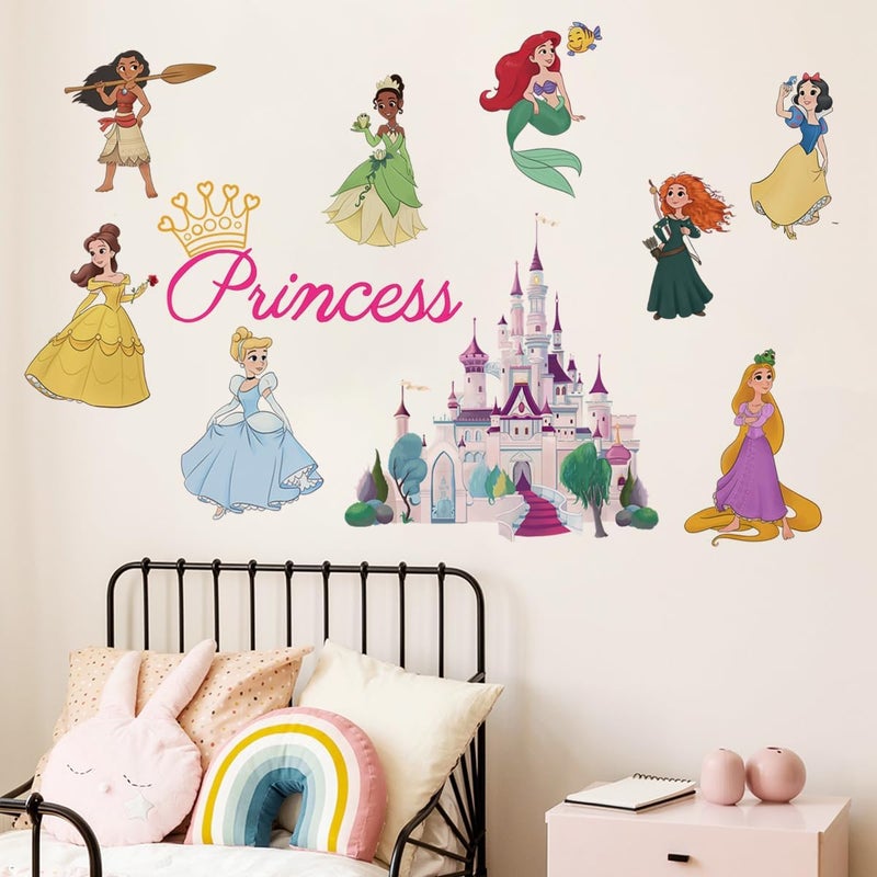 Runtoo Princess Wall Decals for Girls Bedroom Crown Castle Wall Art Stickers Kids Baby Nursery Home Decor - Image 2