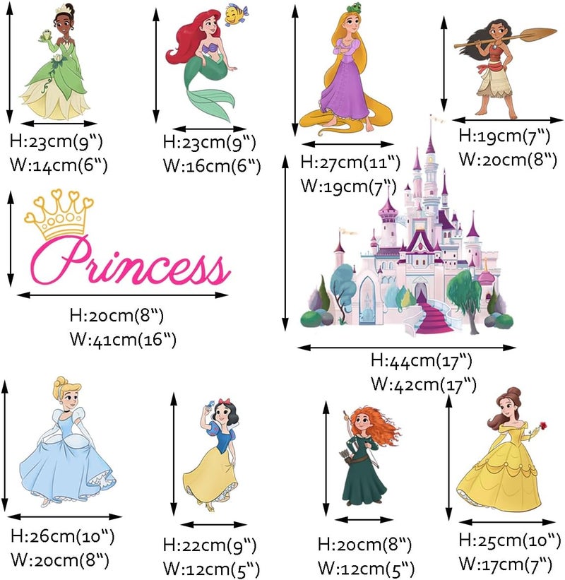 Runtoo Princess Wall Decals for Girls Bedroom Crown Castle Wall Art Stickers Kids Baby Nursery Home Decor - Image 4