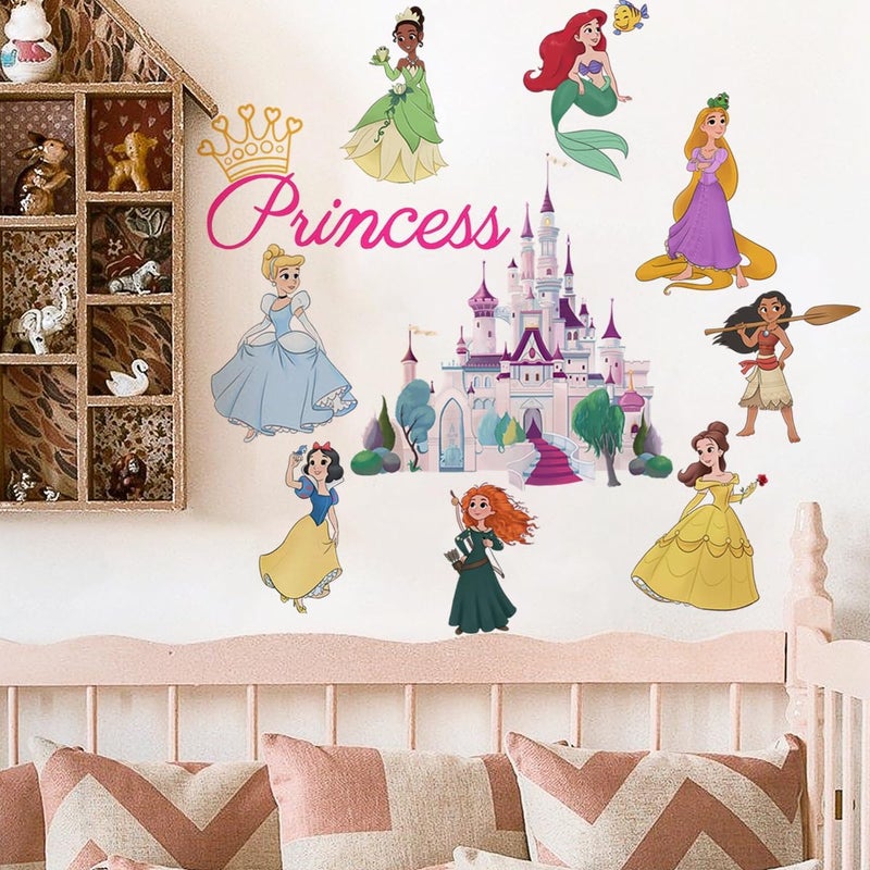 Runtoo Princess Wall Decals for Girls Bedroom Crown Castle Wall Art Stickers Kids Baby Nursery Home Decor - Image 3