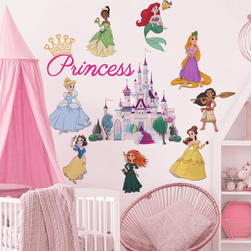 Runtoo Princess Wall Decals for Girls Bedroom Crown Castle Wall Art Stickers Kids Baby Nursery Home Decor - Image 1