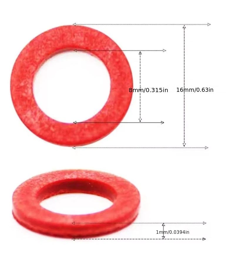 Red Paper Flat Washers 100pcs Insulating High Temp Resistant Gaskets - Image 2