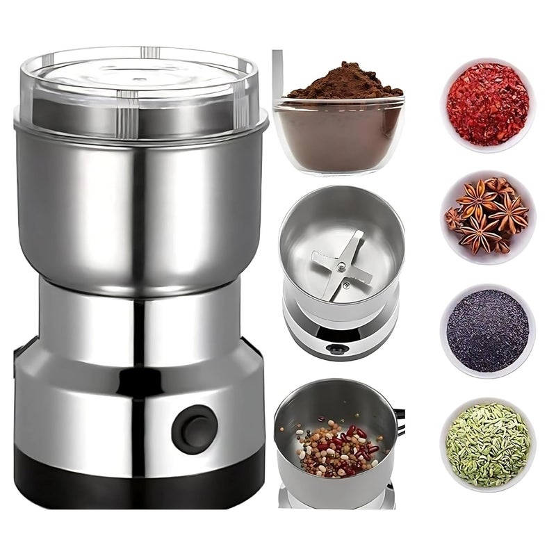 Drumstone (𝟏𝟓 𝐘𝐞𝐚𝐫𝐬 𝐰𝐚𝐫𝐫𝐚𝐧𝐭𝐲) Mini Electric Stainless Steel Grinder – Multifunctional Portable Mill for Coffee Beans, Spices, Herbs, Seasonings | Automatic Small Food Grinding - Image 1