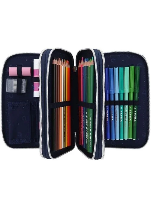 Top Model Miss Melody LED Dark Blue 3 Layer Full Pencil Case