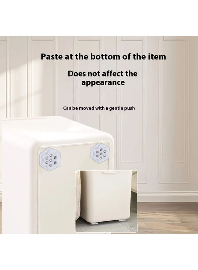 4 Pack White Universal Sticky Casters No Drill Installation Smooth Quiet Wear Resistant - Image 5