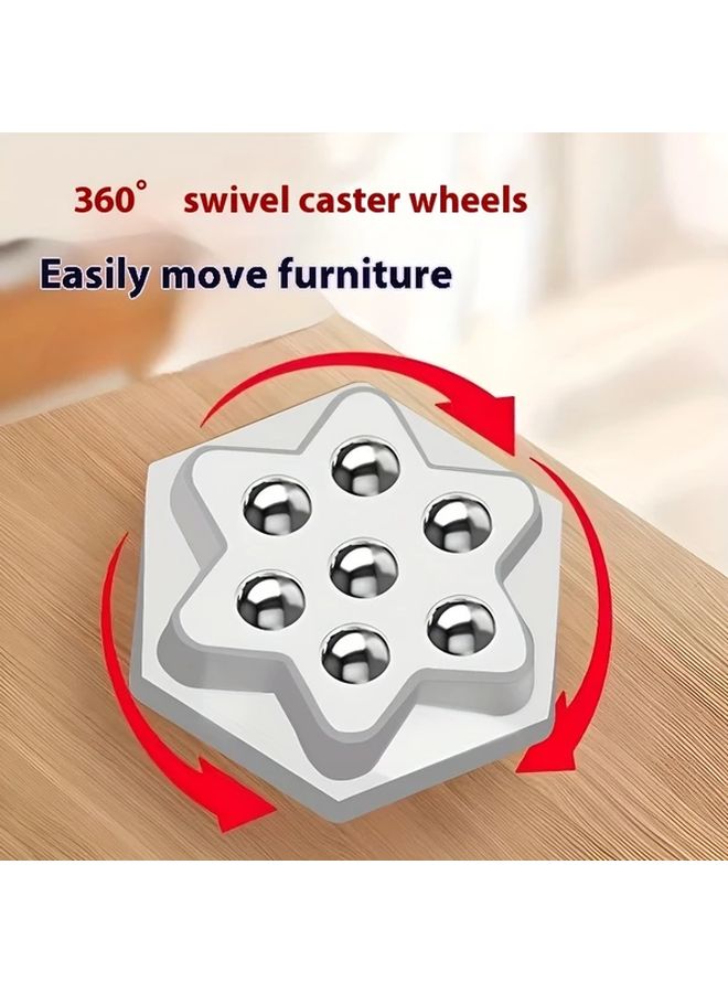 4 Pack White Universal Sticky Casters No Drill Installation Smooth Quiet Wear Resistant - Image 2