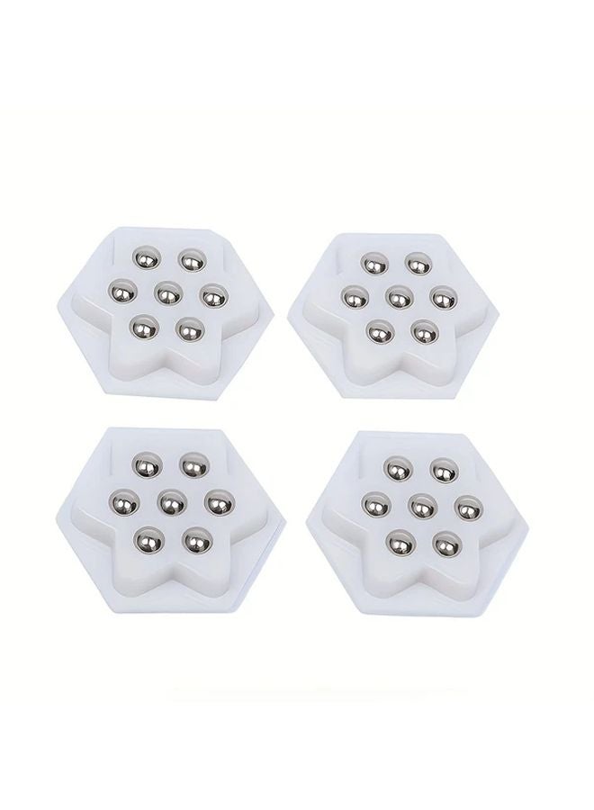 4 Pack White Universal Sticky Casters No Drill Installation Smooth Quiet Wear Resistant - Image 1