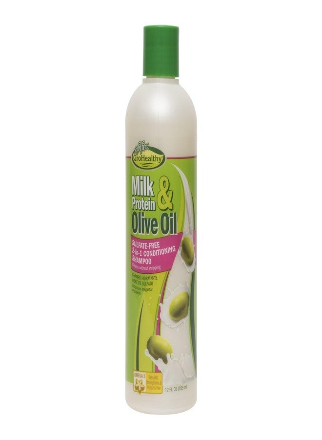 Grohealthy Milk Protein & Olive Oil 2-in-1 Conditioning Shampoo for Relaxed and Natural Hairs - All-Day Soft Hold Treatment for Healthy, Manageable Hair - 12 Fl Oz (Pack 1)