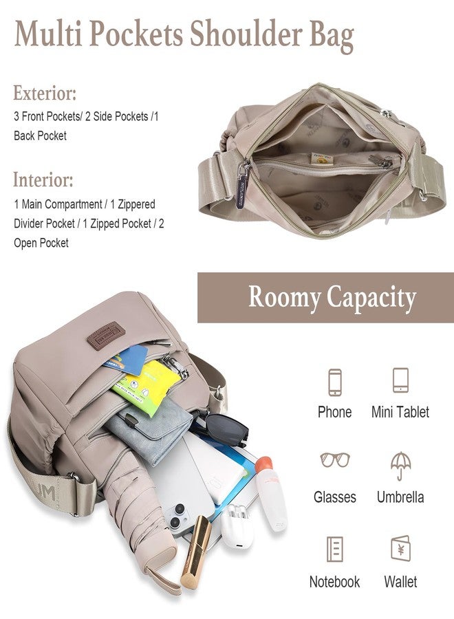 WITERY Crossboby Bags for Women - Waterproof Nylon Multi-Pocket Crossboby Purse for Women, Lightweight Pocketbooks Medium Size Travel Purses Ladies Shoulder Handbag Casual Hobo Messenger Bags - Image 4