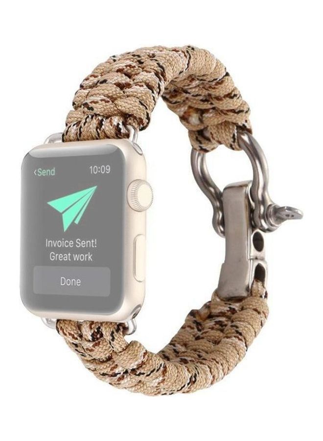 NIBEMINENT Umbrella Cord Replacement Watchbands For Apple Watch Series 7 45mm/6 & SE 5 4 44mm/3 2 1 42mm Khaki - Image 1