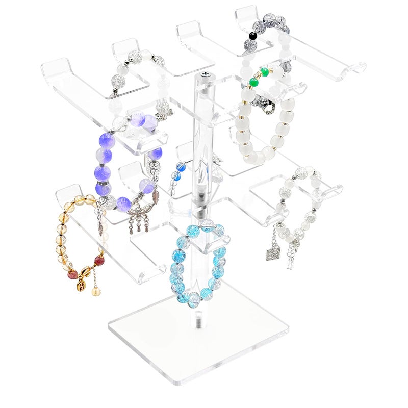 Bigfety Acrylic Bracelet Holder Stand 2 Tier, Holds Lots of Bracelets, Easy to Access, Great Gift for Women - Image 1