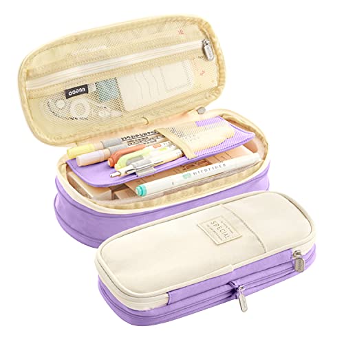 LHMTQVK Large Capacity Pencil Case Pencil Pouch Handheld Pen Bag school pencil case for Teen Girl Boy Men Women Adult Purplebeige - Image 1