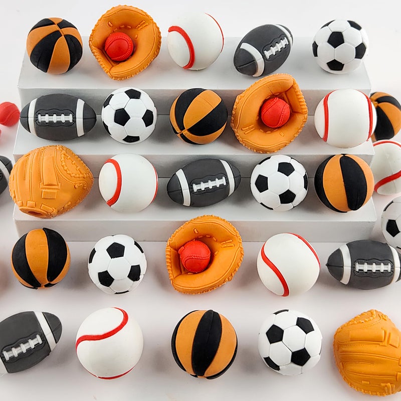 Satomoto 30 pcs Balls Erasers for Kids Classroom PrizesPuzzle Eraser 3D Take Apart Football Pencil Erasers for Kids Classroom Prizes Class Treasure BoxGame RewardsParty Favors Color Random - Image 2