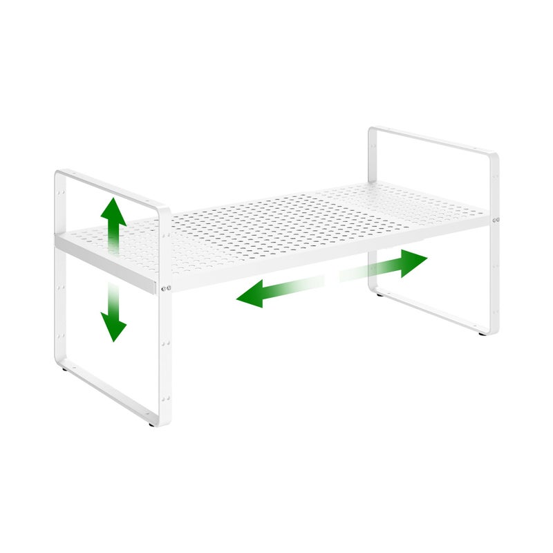 LOCVCDA Expandable Kitchen Cabinet Shelf Organizer Rack Heavy Duty Metal Spice Rack Stackable Kitchen Counter Storage Shelf for Cabinet Pantry Bathroom White 16527 L x 8 W x 96 H 1Pack - Image 2