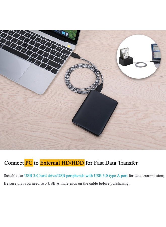 Besgoods 2-Pack Nylon Braided Super Speed USB 3.0 Type A Cable - Male to Male USB Short Cable Cord with Gold-Plated Connector ¨C 1.5 Feet 1.5 feet white - Image 4