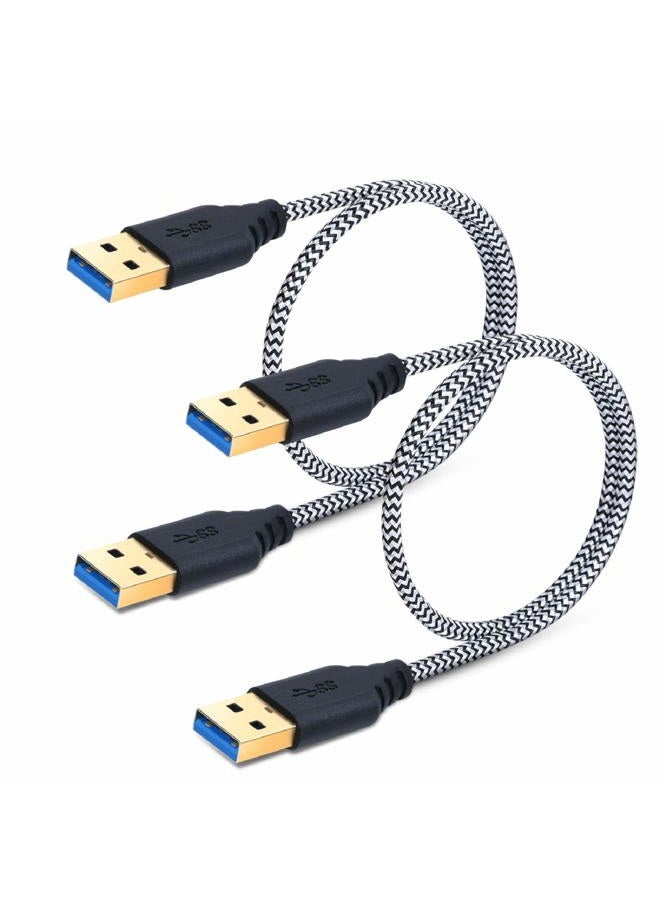 Besgoods 2-Pack Nylon Braided Super Speed USB 3.0 Type A Cable - Male to Male USB Short Cable Cord with Gold-Plated Connector ¨C 1.5 Feet 1.5 feet white - Image 1