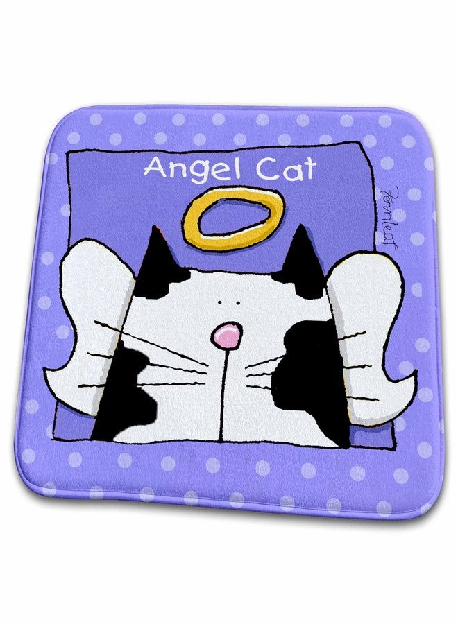 3DROSE Dish Drying Mat - Angel Bi color Cat Cute Cartoon Pet Loss Memorial Memorials Cats - Image 1