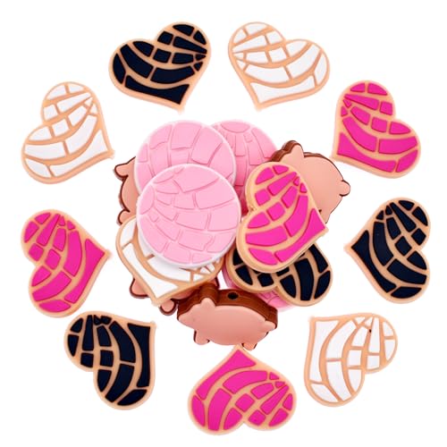 Ibuclein 20PCSSet Silicone Focal Bead Concha Cute Loose Beads Heart Valentine Day Focal Beads Accessory for DIY Keychains Bracelet Necklace Pens Lanyard Making - Image 1