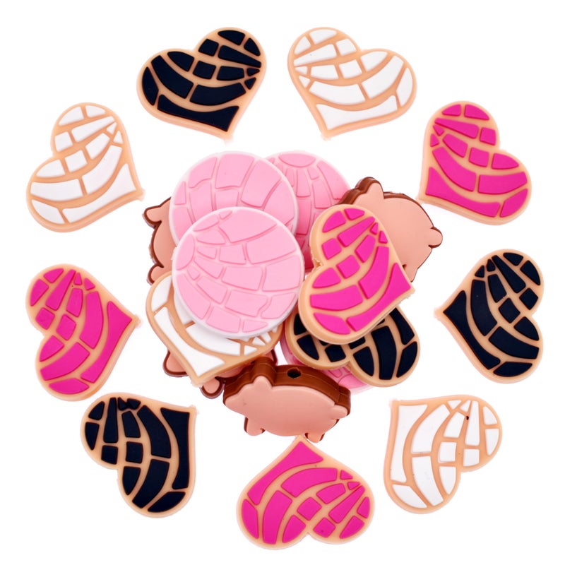 Ibuclein 20PCSSet Silicone Focal Bead Concha Cute Loose Beads Heart Valentine Day Focal Beads Accessory for DIY Keychains Bracelet Necklace Pens Lanyard Making - Image 3