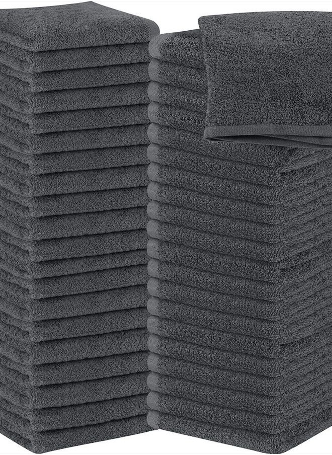 Utopia Towels - Cotton Washcloths Set - 100% Ring Spun Cotton, Premium Quality Flannel Face Cloths, Highly Absorbent and Soft Feel Fingertip Towels (60 Pack, Grey) - Image 1