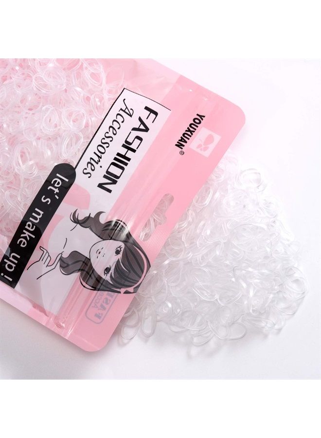 Youxuan 1000-Pack Elastic Hair Ties Non-slip Rubber Hair Bands for Girls, Clear