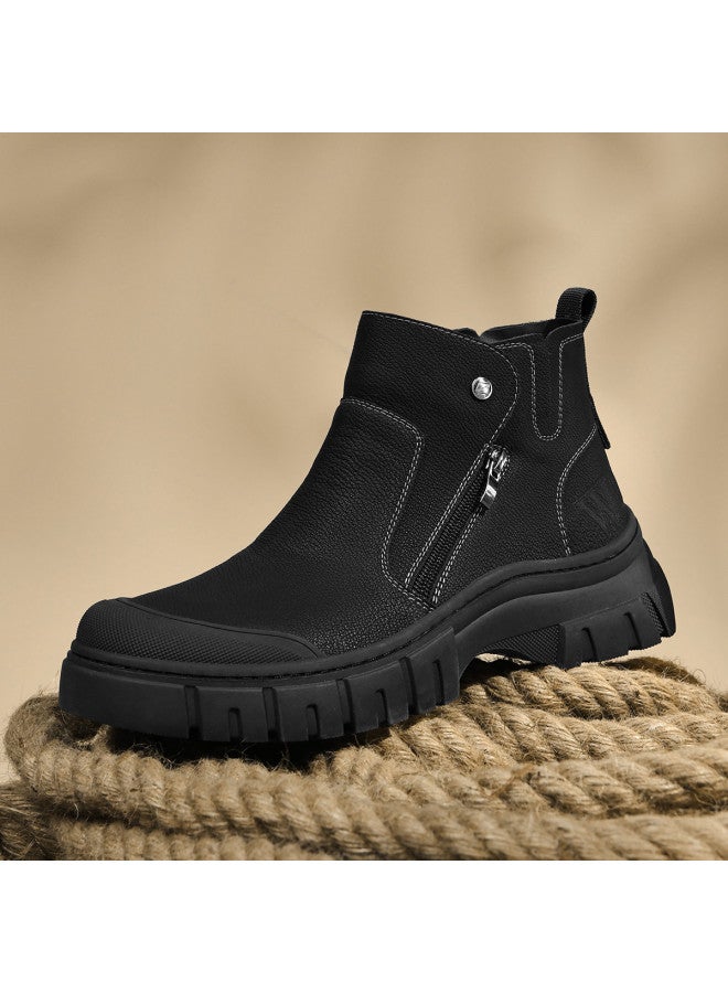 Septwolves Lace-up Work Boots】25-year Thick-sole Martin Boots For Men, Comfortable Outdoor Casual Work Boots, Durable And Versatile Minimalist Style - Image 3