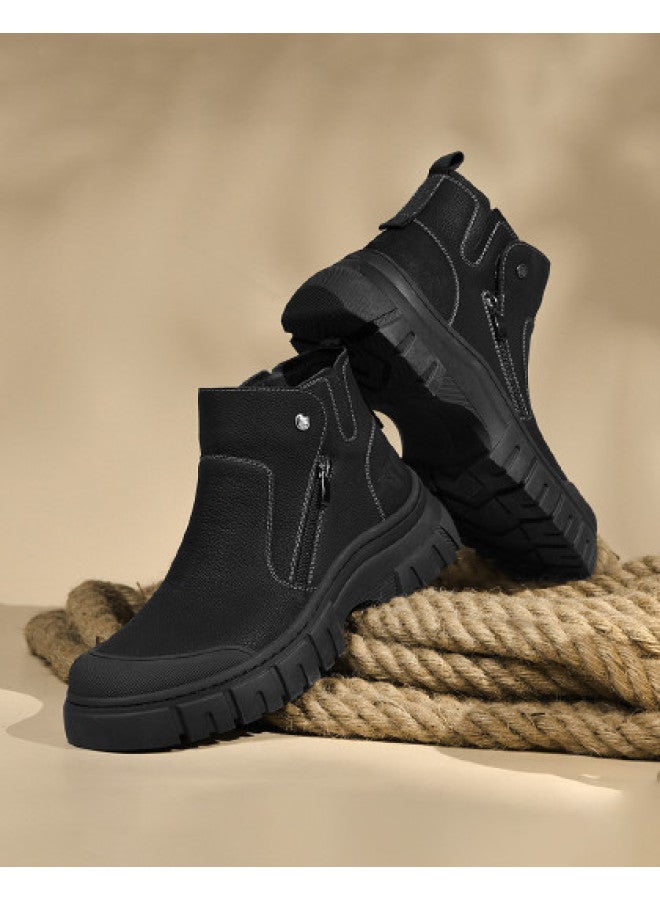 Septwolves Lace-up Work Boots】25-year Thick-sole Martin Boots For Men, Comfortable Outdoor Casual Work Boots, Durable And Versatile Minimalist Style - Image 1