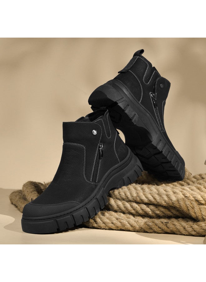Septwolves Lace-up Work Boots】25-year Thick-sole Martin Boots For Men, Comfortable Outdoor Casual Work Boots, Durable And Versatile Minimalist Style - Image 2
