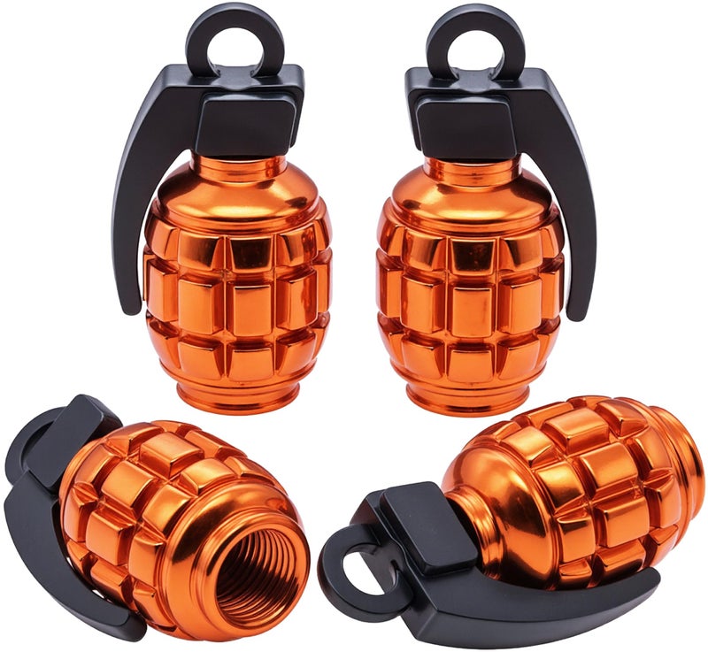 MEAJOO 4PCS Tire Valve Stem Caps Aluminium Alloy Tire Valve Stem Covers Universal Car Wheel Tire Valve Caps for Cars Trucks SUV Motorcycles Bike and Bicycles Orange - Image 3