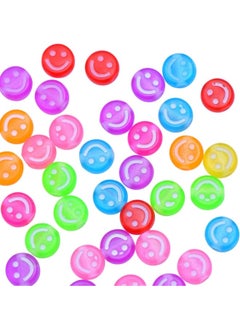100 Pcs Acrylic Beads Flat Round with White Happy Smiling Face Expression Spacer Beads for Handmade Bracelet Necklace Craft Accessories - 10mm
