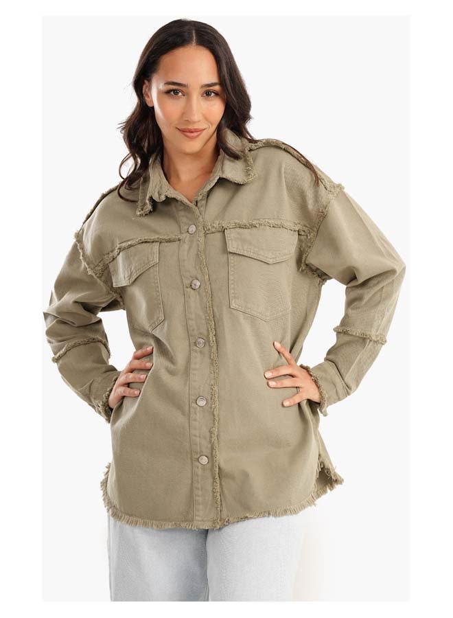 Carina Denim Jacket With Fringes  - Image 1