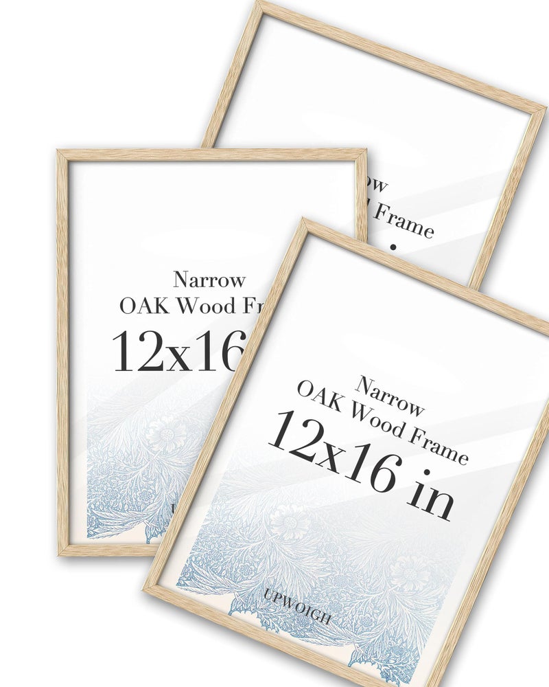 UPWOIGH 12x16 Oak Wood Picture Frame - Minimalist 12x16 Poster Frame, 12"x16" Picture Frame Wood, Natural Solid Wooden Picture Frames for Wall Art Photo and Prints (Set of 3) - Image 1