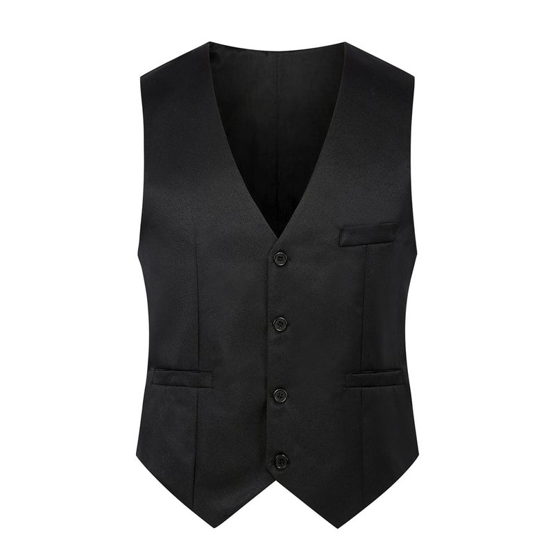 2024 Slim-Fit No Hood Ordinary Single-Breasted Casual Four Seasons Universal Solid Color Black Plus Size Vest - Image 1