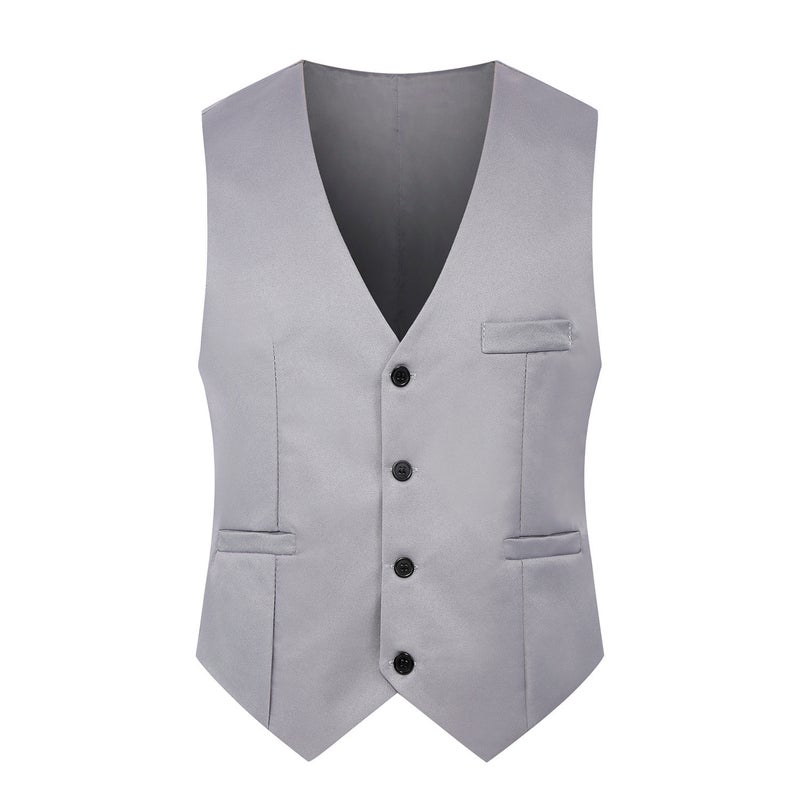 2024 Slim-Fit No Hood Ordinary Single-Breasted Casual Four Seasons Universal Solid Color Black Plus Size Vest - Image 4