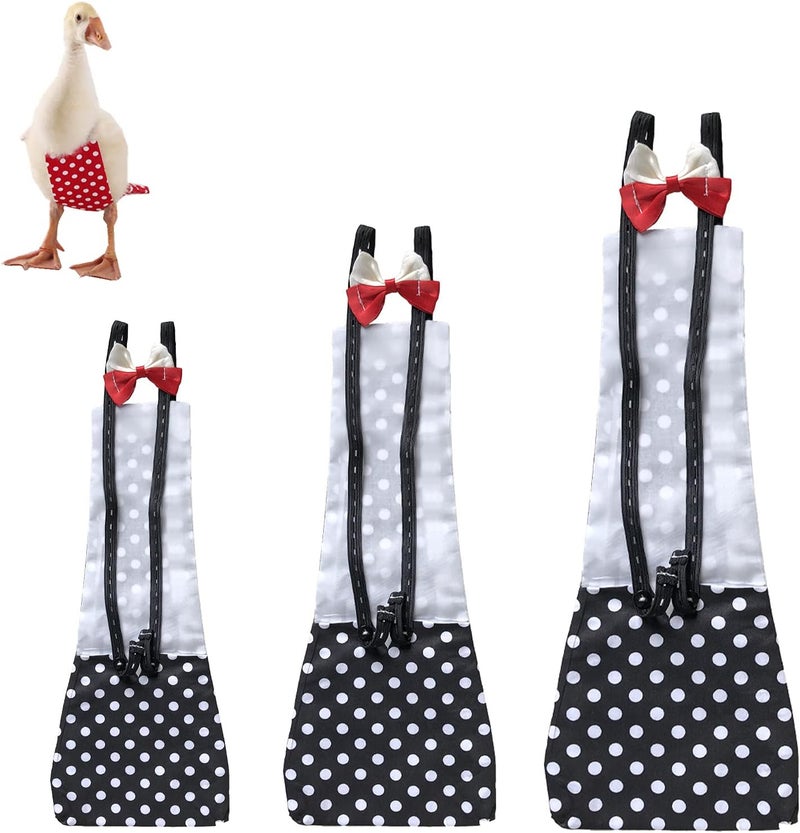 Winmany Chicken Duck Goose Diaper Washable Pet Bow Tie Diapers for Hens Roosters Poultry 1 Pack (L, Black) - Image 1
