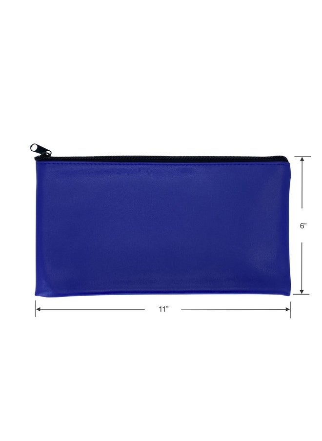 Progo Blue Bank Security Deposit Zipper Bag Water Resistant Vinyl Coated Leatherlike Exterior With Soft Interior Lining. For Cash Check Coin And Money Storage And More. 11X6 Inch 3 Pack.  - Image 3