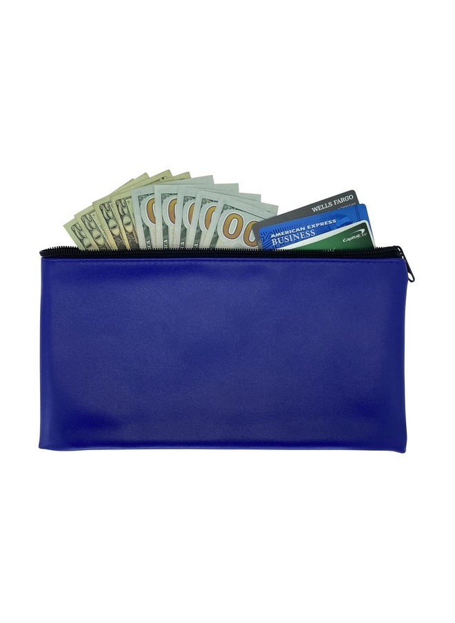 Progo Blue Bank Security Deposit Zipper Bag Water Resistant Vinyl Coated Leatherlike Exterior With Soft Interior Lining. For Cash Check Coin And Money Storage And More. 11X6 Inch 3 Pack.  - Image 5