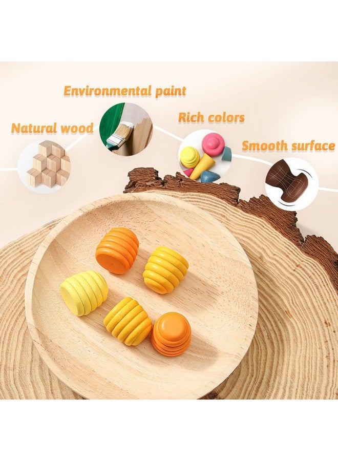 Promise Babe 162 PCS Wooden Loose Parts Toy Rainbow Stacking Toy for Toddlers, Sensory Play Set Colorful Montessori Materials Preschool Learning Building Toys for Boys Girls - Image 5