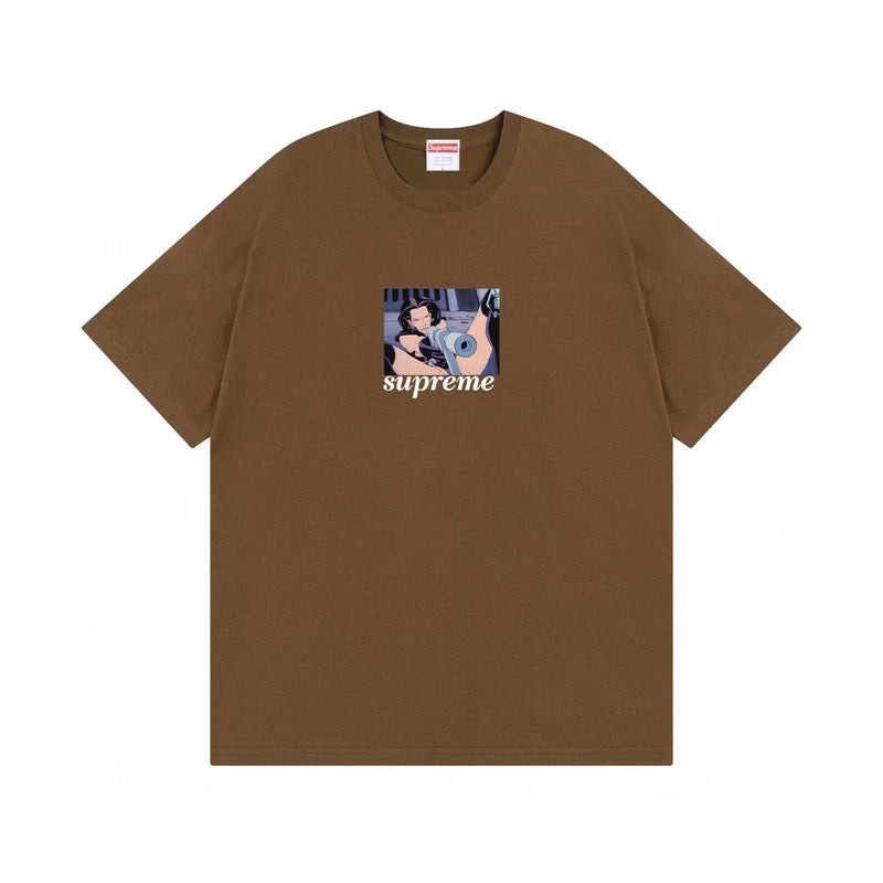SUPREME 26FW New Trendy SUP American Retro Letter Print All-Match Short Sleeve T-Shirt - Image 1