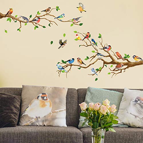 DILIBRA Hummingbird on The Tree Branch Wall Sticker, Green Leaf and Flying Bird DIY Art Vinyl Wall Decal, Self-Adhesive Wall Decoration for Garden Living Room Bedroom Kitchen Playroom Nursery Room - Image 5