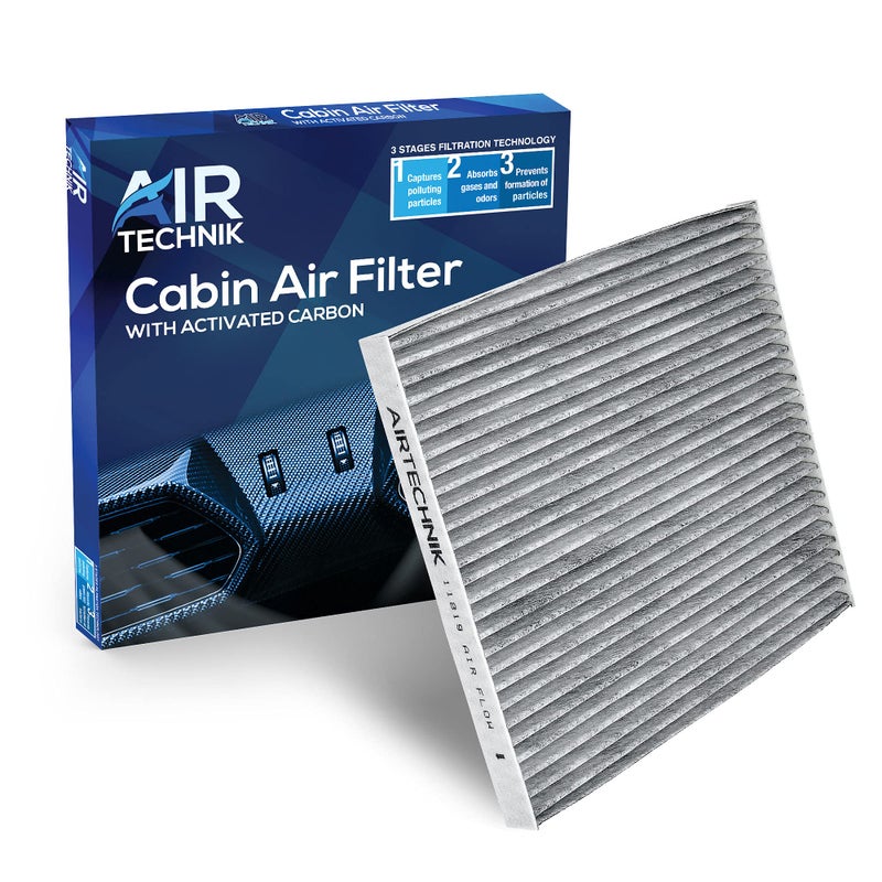 فلتر هواء المقصورة AirTechnik CF11819 مع الكربون المنشط | يناسب شيفروليه كابتيفا، إكوينوكس / جي إم سي تيرين / هيونداي أزيرا، سانتا في، سوناتا / كيا كادينزا، أوبتيما، سيدونا / ساتورن فيو - 20901295