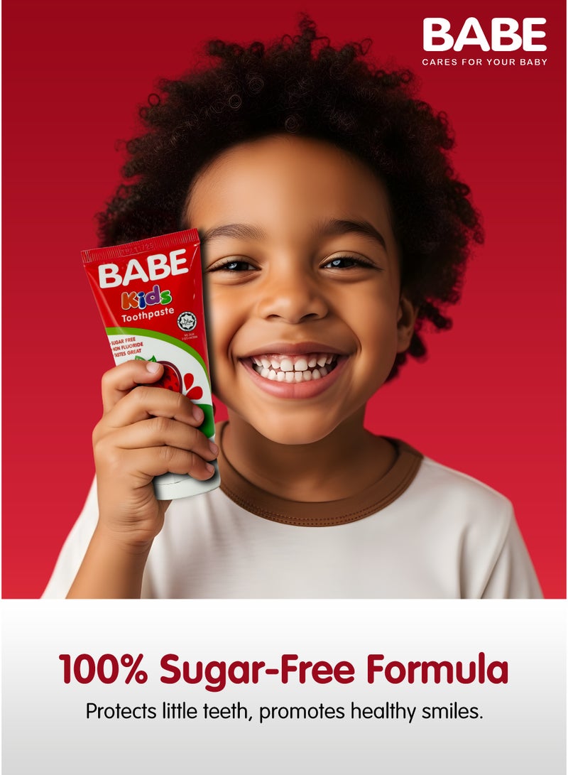 BABE - Baby Tooth Paste, 75g Tooth Paste with Strawberry Flavour, Fluoride-Free, Effective Oral Cure for Sensitive Teeth, 3+ Months, Made in Malaysia - Image 4