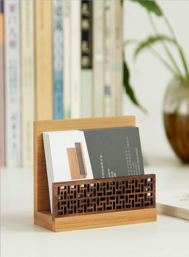 SzBlaZe Japanese Garden Style Wood Office Business Card Holder for Desk Organizers and Accessories - Image 3