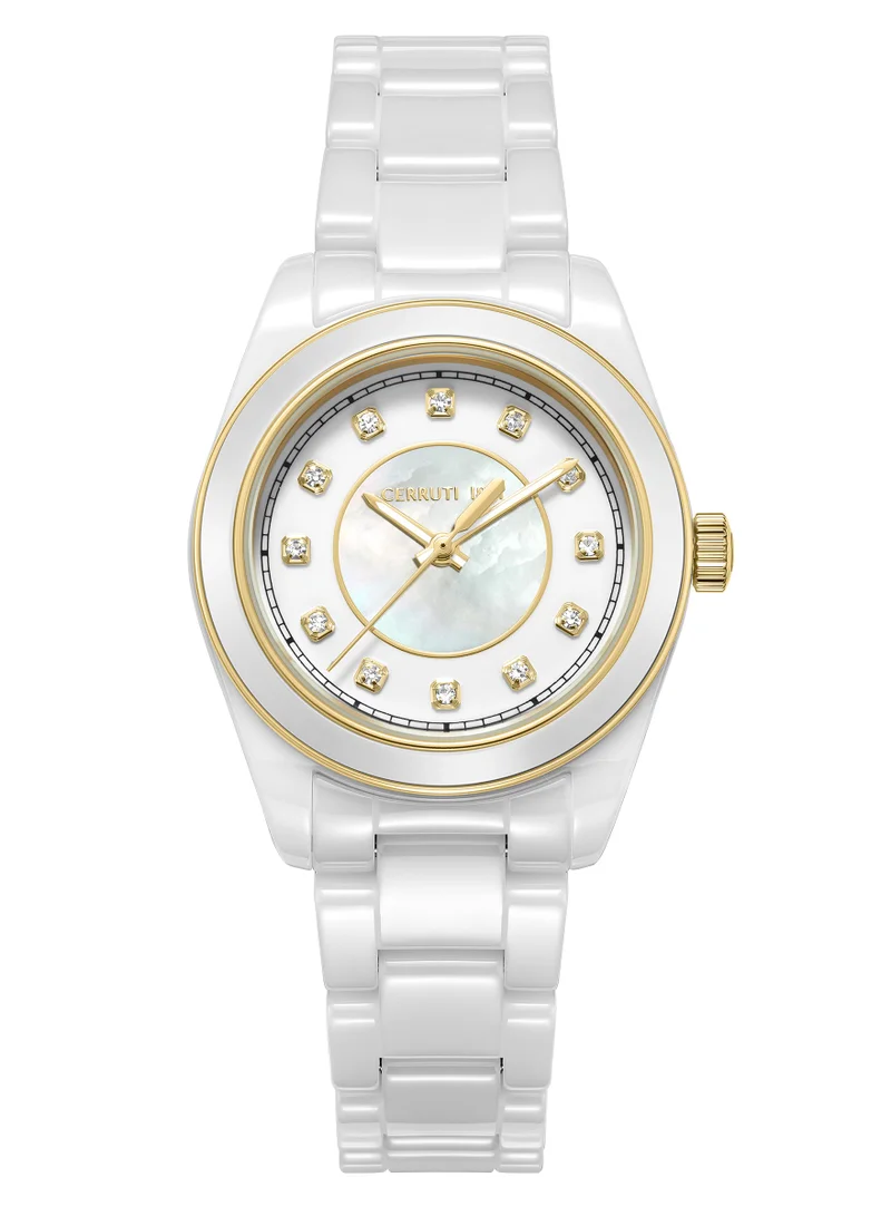 Alessandari White Mother-of-pearl Analog Watch For Women, 37mm
