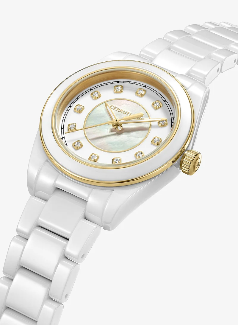 CERRUTI 1881  Alessandari White Mother-of-pearl Analog Watch For Women, 37mm for Women | Best Price UAE